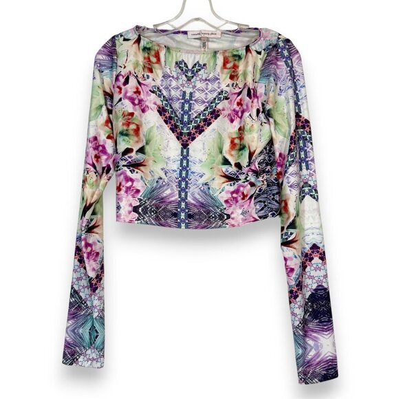 Nanette Lepore Swim Sun Top Crop Rashguard Floral Beach Large - Picture 4 of 12